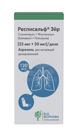 Респисальф Эйр аэразоль для ингаляций дозированный 25мкг+50мкг/доза 120доз