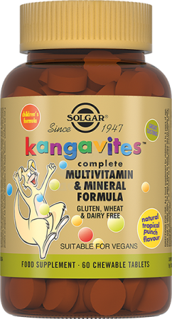 Солгар Кангавитес с мультивитаминами и минералами вкус тропических фруктов таблетки жевательные для детей 60
