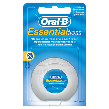 Зубная нить Oral-b EssentialFloss вощеная мятная 50м
