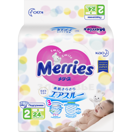 Подгузники Меррис 4-8кг 24