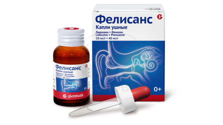 Фелисанс ушные капли 10мг/г+40мг/г флакон 16г