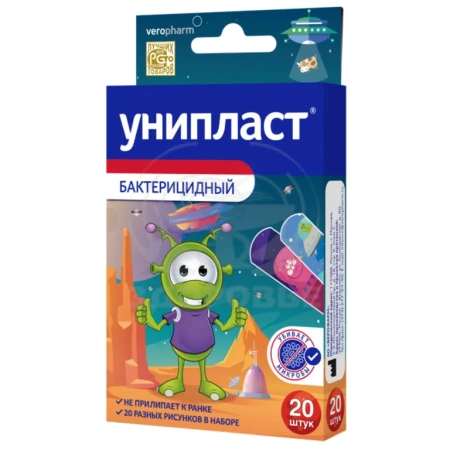 Лейкопластырь Унипласт бактерицидный детский Космический 20