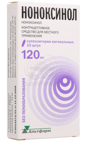 Ноноксинол суппозитории вагинальные 120 мг 10