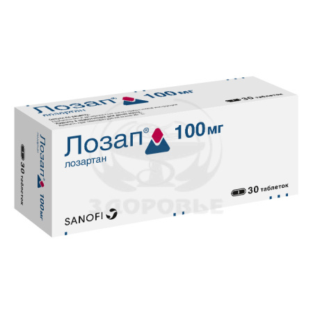 Лозап таблетки покрытые оболочкой 100мг 30