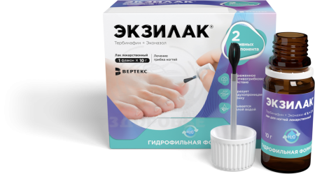 Экзилак лак для ногтей лекарственный 4%+3% флакон 10г 1