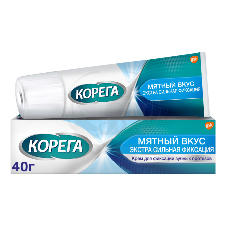 Корега Экстра сильный крем для фиксации зубных протезов мятный 40г