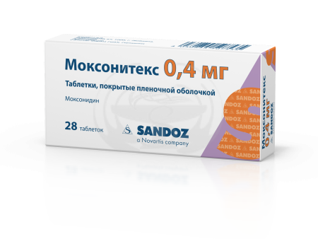 Моксонитекс таблетки покрытые оболочкой 0.4мг 28